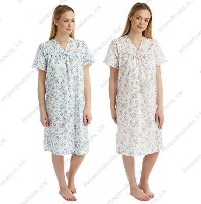 £14.99 • Buy Ladies Women Incontinence Open Back Floral Hospital Nightie Nightdress Size 8-30