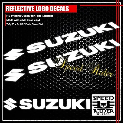 7  Left+right Fairing/gas Tank Sticker Reflective Vinyl Logo Decal Suzuki White • $12.95