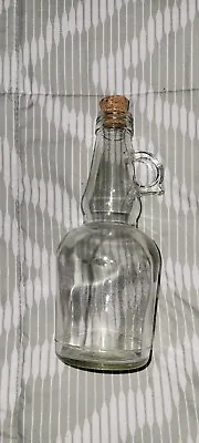 VINTAGE Medium Size CLEAR GLASS BOTTLE With Cork Stopper • $11.99
