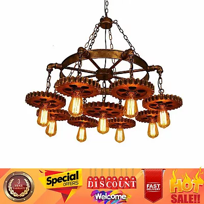 Gear Shaped Chandelier Steampunk Ceiling Light Industrial Pendant Lamp Fixture • $83