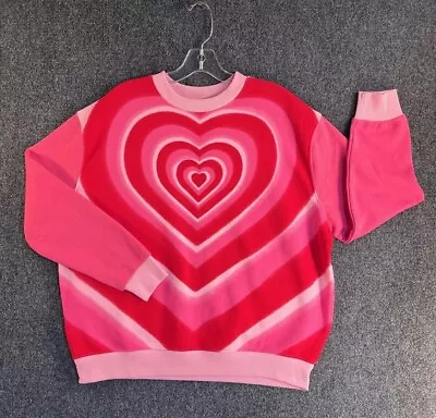 $14.95 • Buy Wild Fable Women’s Sweatshirt Pink N Red Hearts Front & Back (Sizes XS-M) Cozy