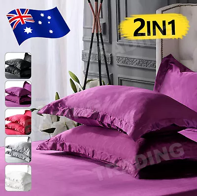 $8.95 • Buy 2 PCS Satin Silk Pillow Cases Cushion Cover Pillowcase Home Decor Luxury Bedding