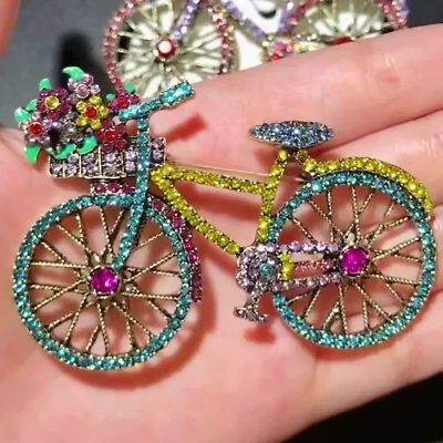 Hot Shining Flower Bicycle Women Men Unisex Brooch Pin Fashion Jewelry Gifts • £4.09