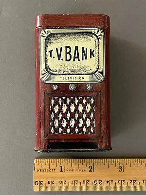 Vintage T.v. Bank Preston Radio & Tv Service Long Beach Ca Ad Tin Coin Bank • $12.97