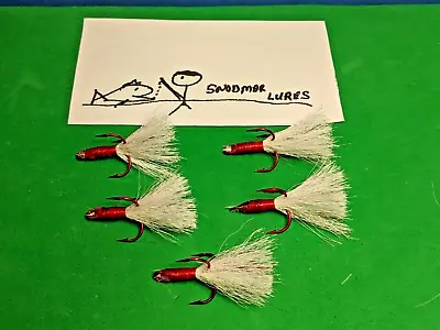 5 - Red Treble Hooks REPLACEMENTS Size 4 Dressed White & Red VMC • $10.99