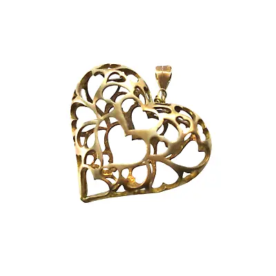 Vintage Pendant Sterling Silver Heart Shaped 925 Puff Open Cut Outs Valentine • $16.97