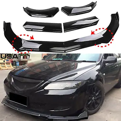 Front Bumper Spoiler Chin Splitter Body Kit Glossy Black For Mazda 2 3 5 6 CX-3 • $49.99