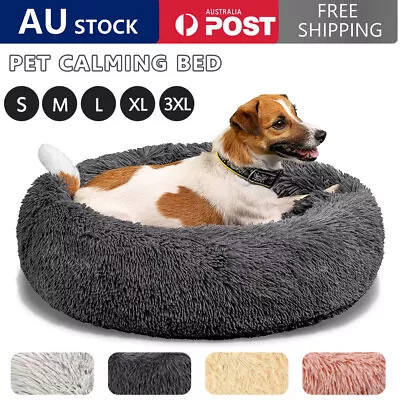 $17.90 • Buy Dog Cat Pet Calming Bed Warm Soft Plush Round Nest Comfy Sleeping Kennel Cave 