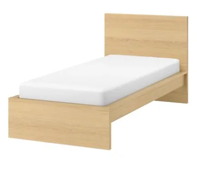 Ikea MALM Single Bed Frame Approx 212 Cm X 106.5 Cm Oak Veneer + Tempur Mattress • £75