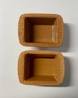 Set Of 2 Vintage Nature’s Oven Reco Mini Clay Bread Makers Loaf Pan Terracotta • $27