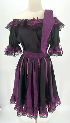 Vtg Sm Square Up Square Dance Outfit Blouse Circle Skirt Rockabilly Partner Tie • $54.99