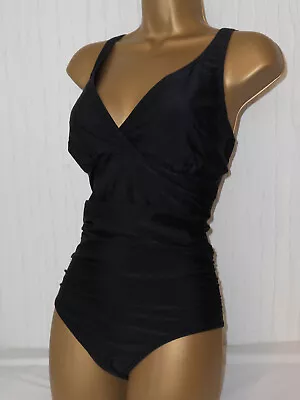 Black Ocean Club Ruched Swimsuit Size 16 Control Swimwear • £4.99