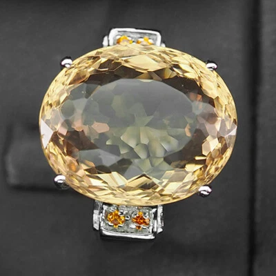 Morganite Peach Orange Oval 13.50 Ct. Sapp 925 Sterling Silver Ring Size 6.5 • $37.63