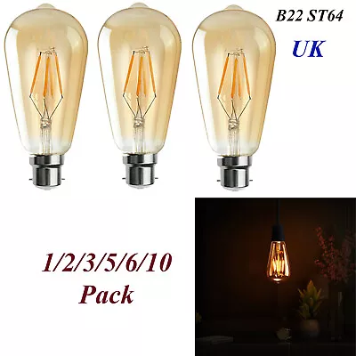 B22 Vintage Bayonet LED Edison Light Bulbs Lamp Decorative ST64 Lightbulb A+ • £8.59