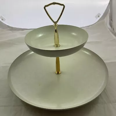 Kyes Moire Glazing  Vintage Mid Century Modern 2 Tier Tidbit Serving Tray MCM • $40