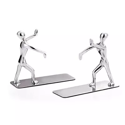 Fashion Cool Metal Stainless Steel Zinc Alloy Human Shaped Bookend Bookshelf • $68.43