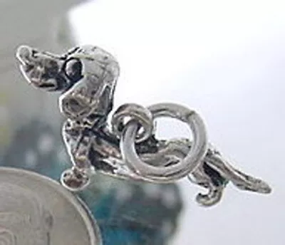 925 Sterling Silver 3D Dachshund Dog Charm • $15.67