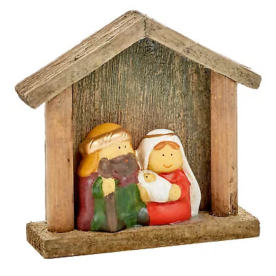 Christmas Nativity Fixed Mary Joseph And Baby Jesus Figures In A Stable • £6.92