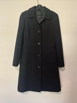 J.CREW Size 4 Black Double Cloth LADY DAY COAT Wool Blend Classic Women’s • $100