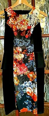 £8.99 • Buy Dorothy Perkins Baroque Stretch Peplum Dress Wedding Party Uk 10