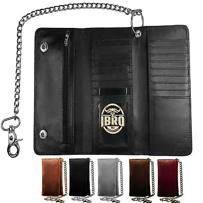 IBRO Motorcycle Chain Wallet For Men – 100% Natural Genuine Leather Long • $17.99