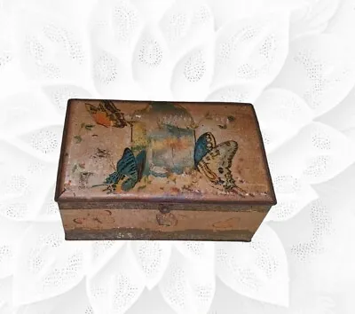 Vintage Artstyle Chocolate Company Butterfly Motif Metal Tin Candy Box • $24.99