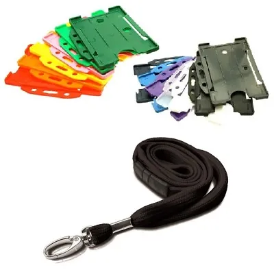 Black Tubular Fabric Safety Breakaway Neck Lanyard With ID Card Badge Holder  • £3