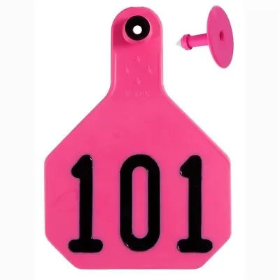Y-Tex 4 Star Large Cattle Ear Tags Pink Numbered 101-125 • $47.94
