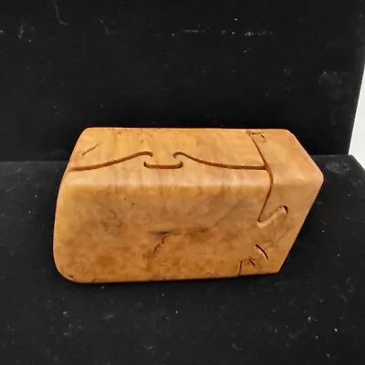 Vintage Hand Carved Burl Wood Puzzle Jewelry Trinket Box Signed Richard Rothbord • $19.95