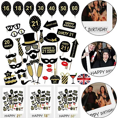 Happy 18/30/40/50/60th 21st Birthday Frame Photo Booth Paper Props Party Decor. • £3.69