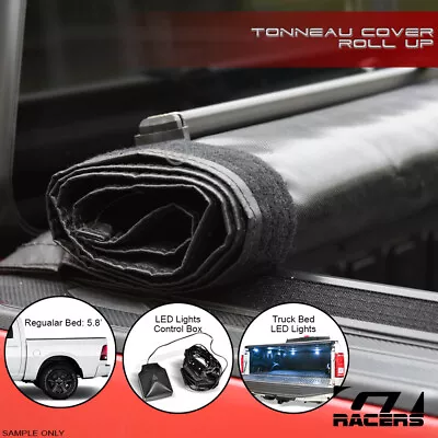 For 2009-2018 Ram 1500 5.7 Ft Bed Lo Pro Roll Up Tonneau Cover W/Velcro V2+LED • $206