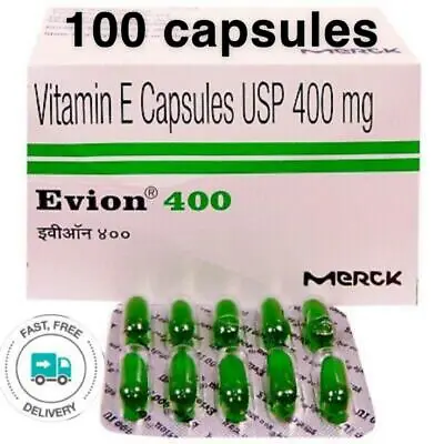 £14.95 • Buy 100 X Vitamin E Evion 400mg Capsules For Glowing Face Strong Hair Nails UK