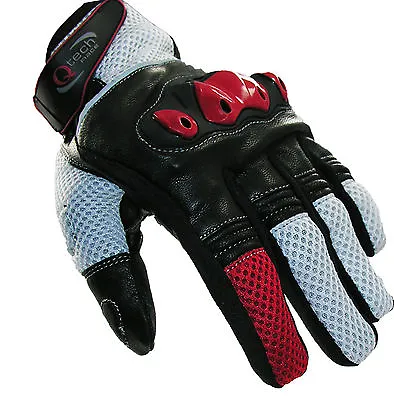 MOTORCYCLE Motorbike GLOVES Sports Short Cuff Protected Knuckle In RED • £11.95