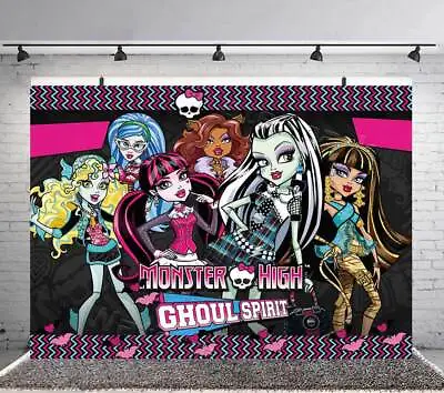 Monster High Party Supplies Birthday Decorations Backdrop  Banner Vinyl 7x5ft • $28