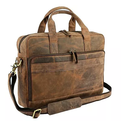Buffalo Leather Laptop Messenger Satchel Briefcase Office College Bag For Men • $105.76