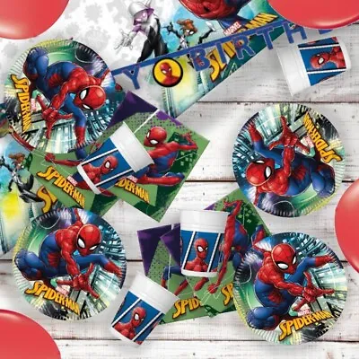 Marvel Spiderman Party Decorations Banner Bags Tableware Supplies - Team Up • £5.40