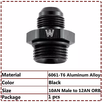 -10AN Male Flare To 12AN ORB O-ring Boss Fuel Pump Rail Adapter Fitting Black • $8.59