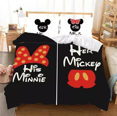 His Minnie Her Mickey Mouse Couple Love Mickey And Minnie Bedding Set • $85.50