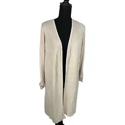 Ellen Tracy Women's Maxi Cardigan Open Sweater Cream Size S • $15.29