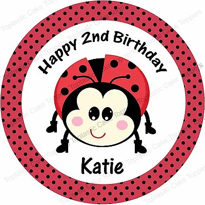 Personalised Ladybird Lady Bug Insect Edible Icing Birthday Party Cake Topper • £4.65
