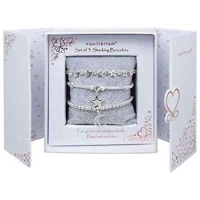£30 • Buy Equilibrium Silver Stacking Bracelet Gift Set - Celestial