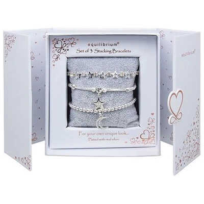 £30 • Buy Equilibrium Silver Stacking Bracelet Gift Set - Celestial