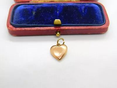 9ct Yellow Gold Puffy Heart Charm Or Pendant Antique C1920 Art Deco • £45