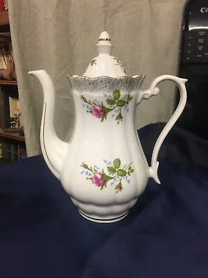 Lovely Porcelain Moss Rose Coffee Pot Unmarked  • $18.71