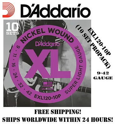 **10 Sets D'addario Exl120 Electric Guitar Strings (nickel) Exl120-10p Propack** • $54.99