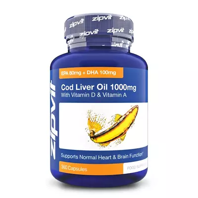 Zipvit Cod Liver Oil 1000mg High Strengths Fish Oil Vitamin A&D 🔥 • £9.89