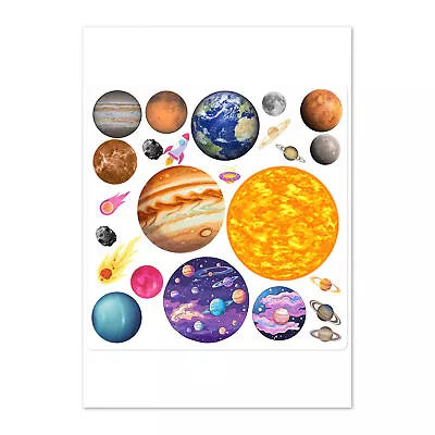 Planets Sticker Sheet  Jupiter Saturn Mercury Earth Sun... • $10.99