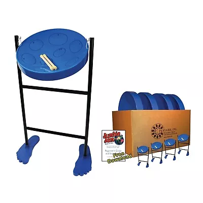 Jumbie Jam Steel Drum Educators 4-Pack – Tube Floor Stands - Blue Pans (G) • $874.95