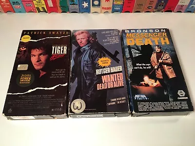 * 80s Action VHS Lot Of 3 Tiger Warsaw Messenger Of Death & Wanted Dead Or Alive • $12.99