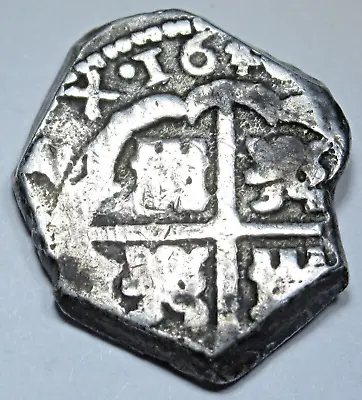 1640's Spanish Silver 2 Reales Antique Colonial Pirate Treasure 1600's Cob Coin • $229.95